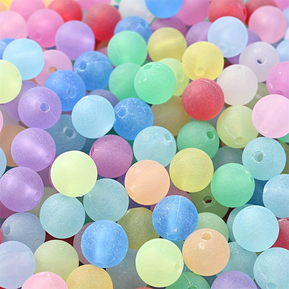 50/100pcs 6/8mm Colorful Frosted Acrylic Round Beads
