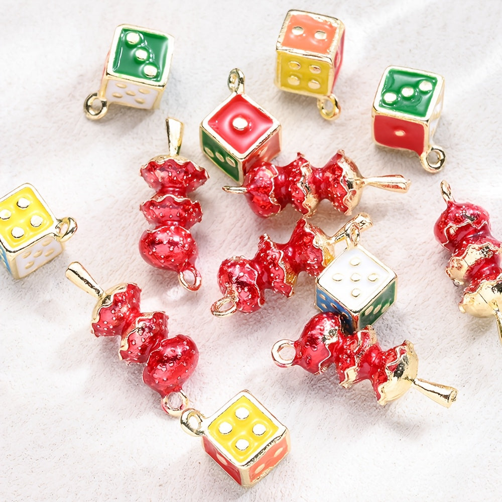 Candied Gourd Dice Alloy Pendants