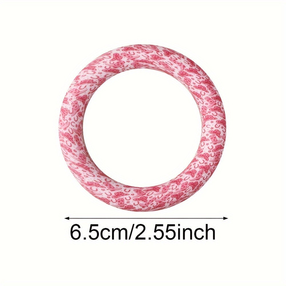 65mm Silicone Colorful Pattern O-Ring FrameBead Loops - DIY Jewelry