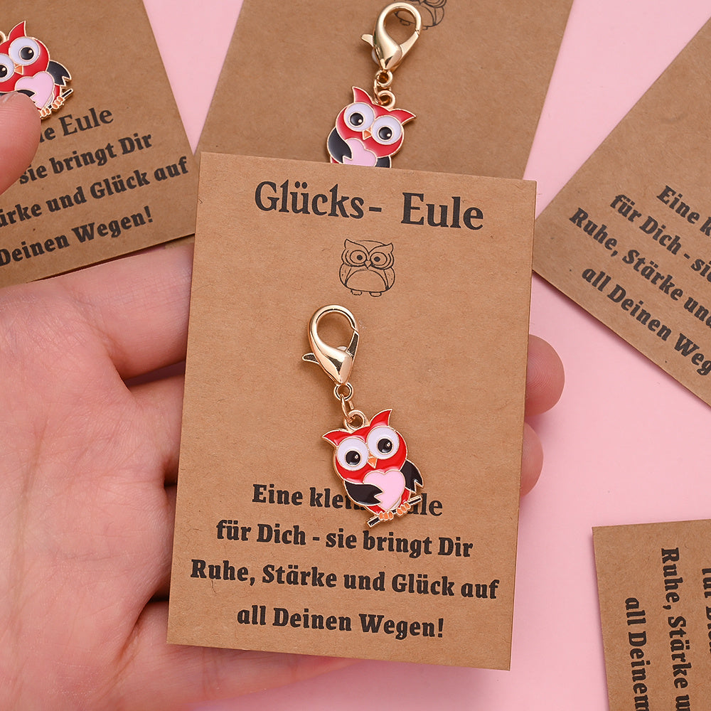 Red Enamel Owl Keychains