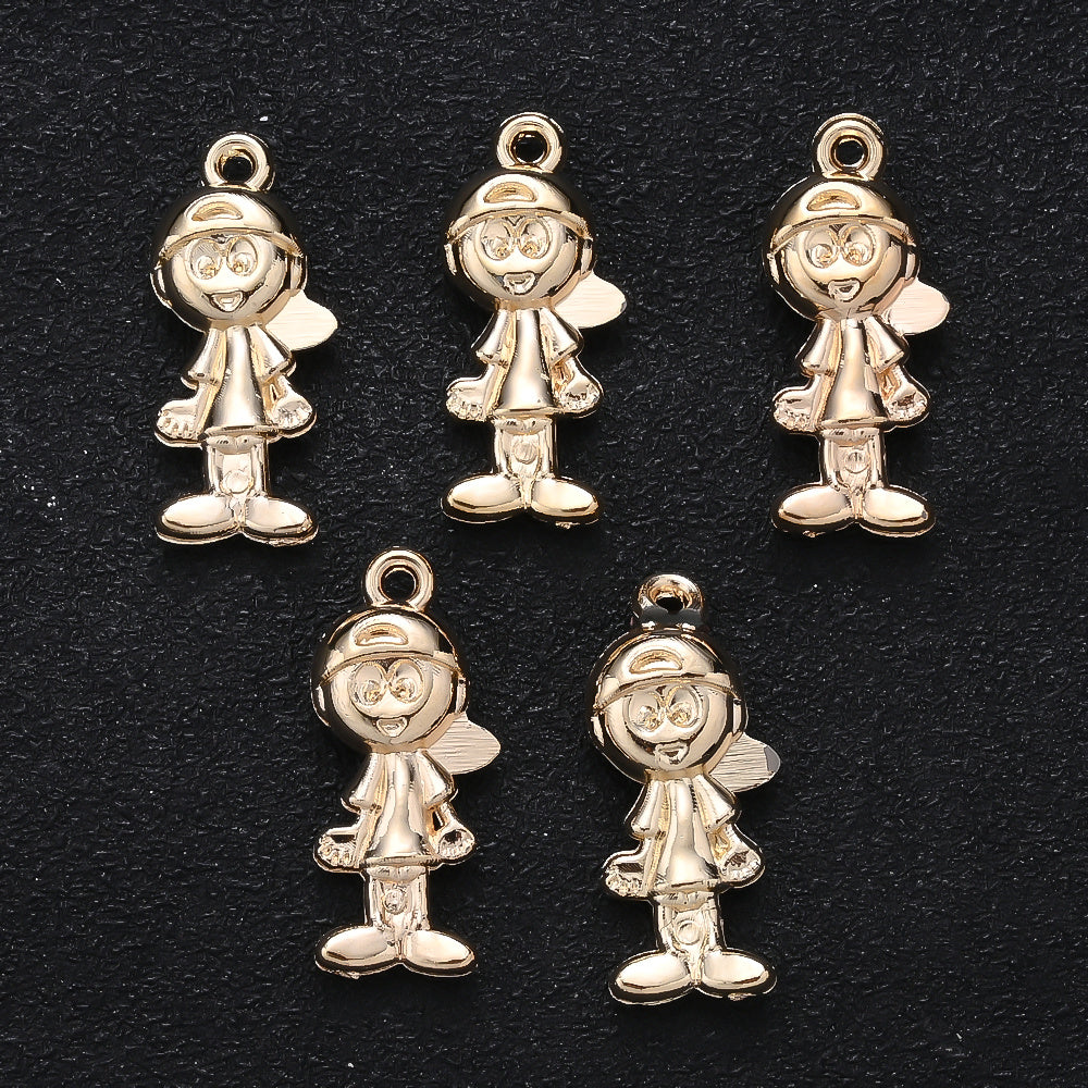20PCS Gold & Silver CCB 3D Cartoon Boy & Girl Pendants