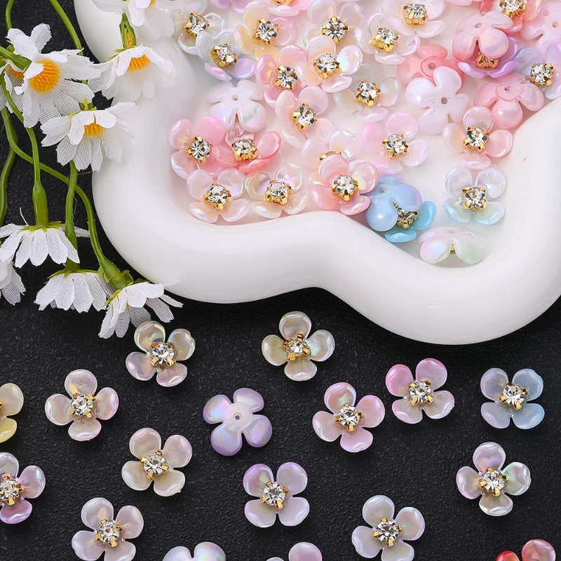 30pcs 15mm Gradient Acrylic Flower Beads
