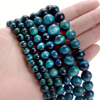 Lake Blue Natural Tiger Eye Stone Beads