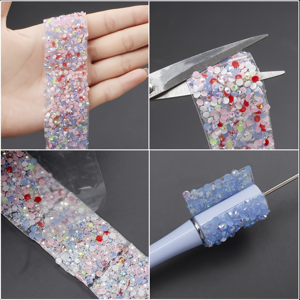 12PCS 4×3cm Self-Adhesive Resin Rhinestone Embellishment Strips