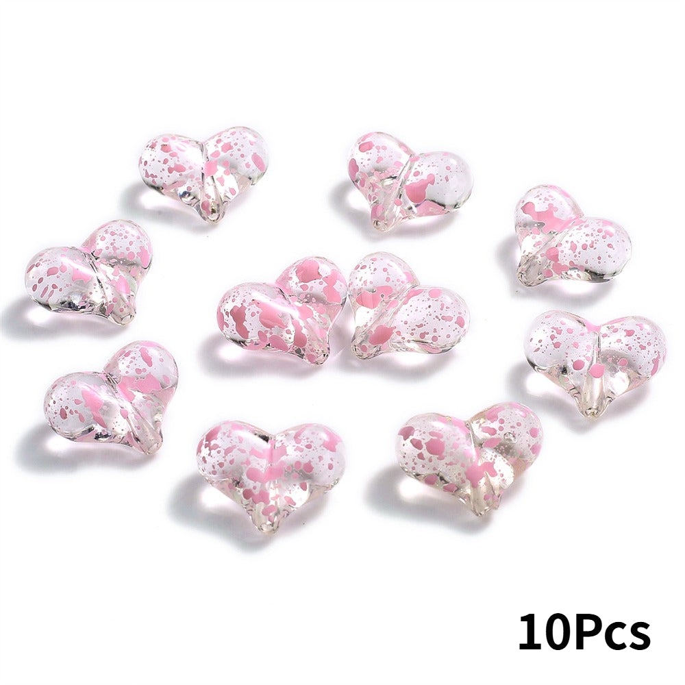 Starry Sky Heart Acrylic Beads