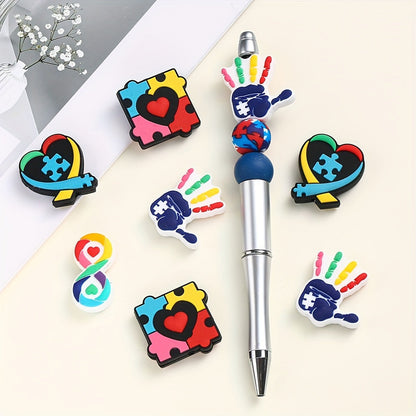 4PCS Puzzle Theme Silicone Bead Set