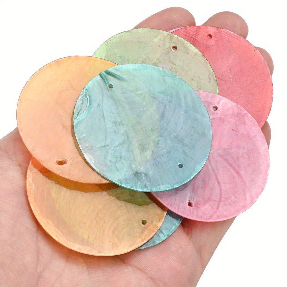 10-Piece Round Ocean Stone Pendants