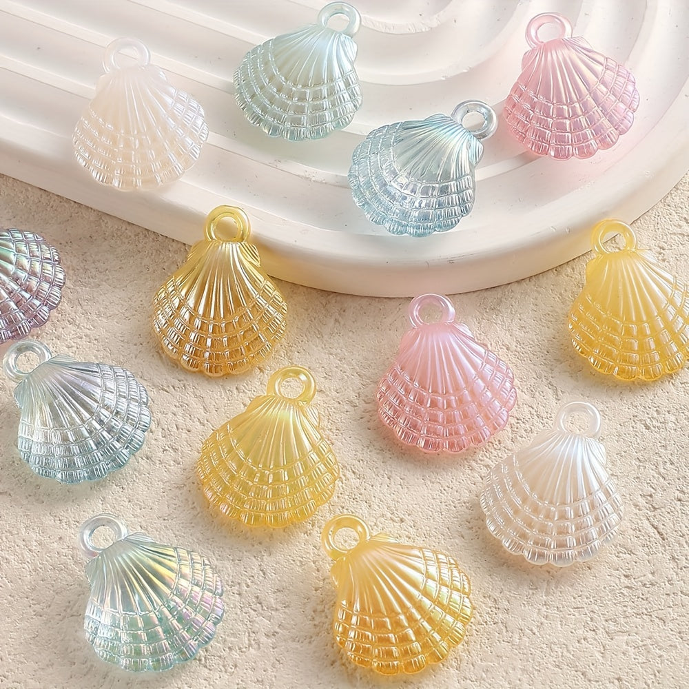 10PCS Gradient Shell & Conch Acrylic Pendant Set
