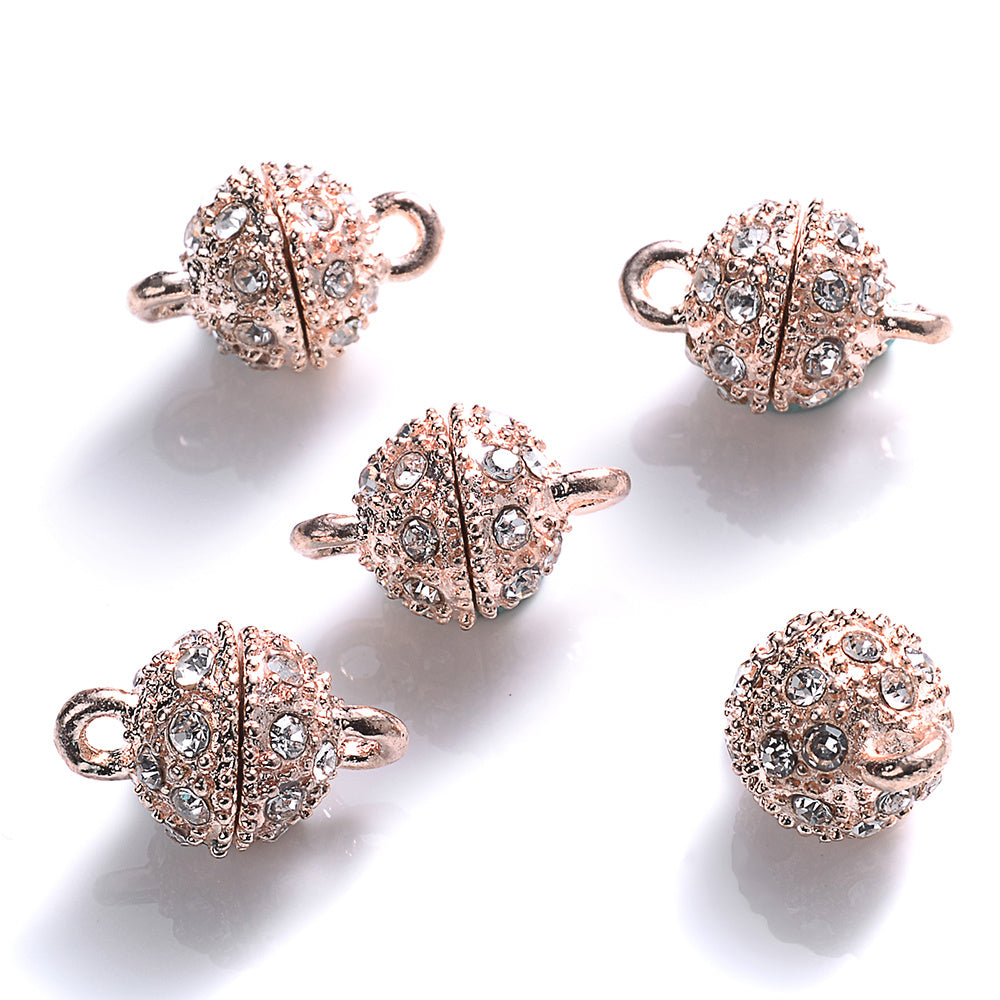 5 Pairs 14×8mm Rhinestone Magnetic Jewelry Clasps