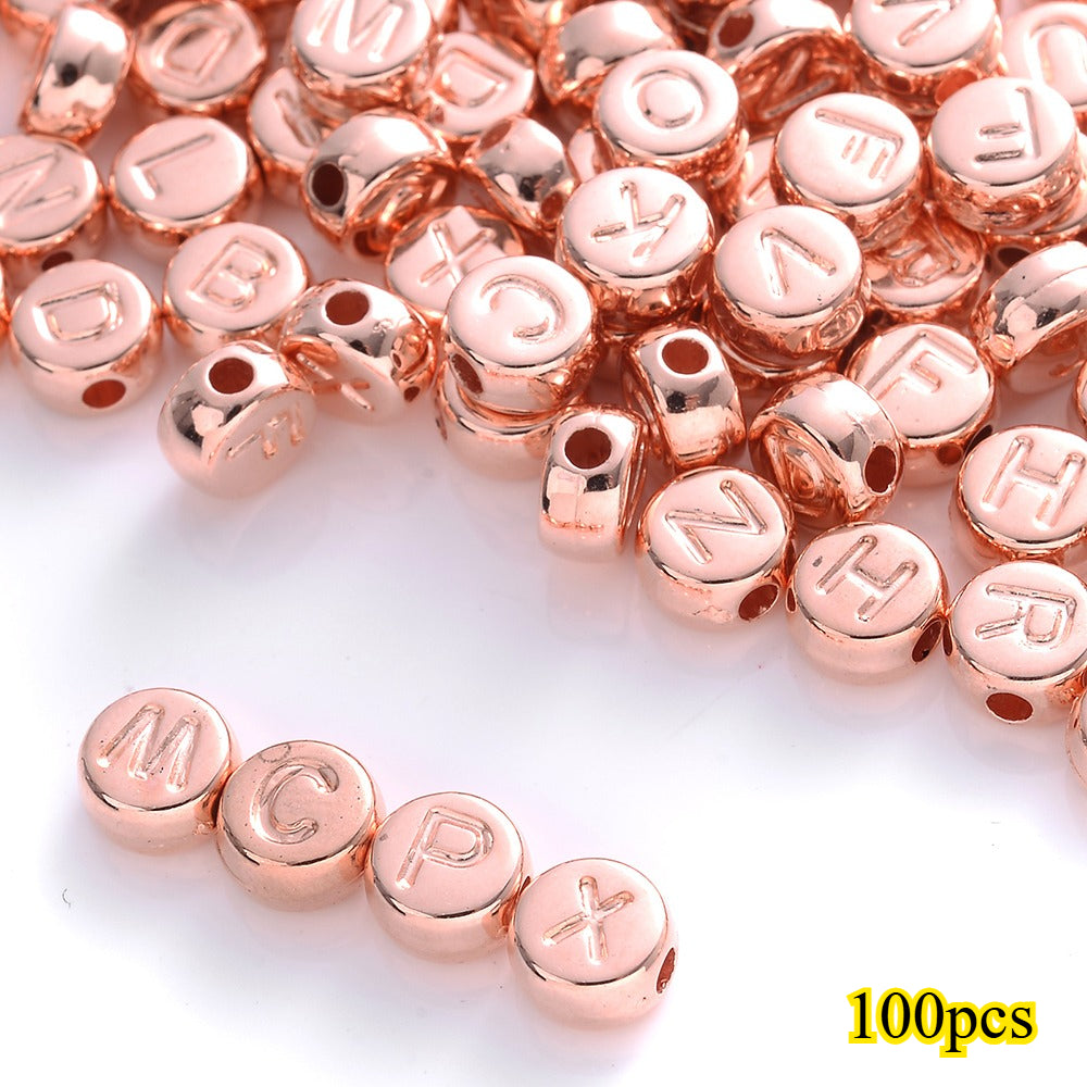 100pcs Silvery Golden Mixed Color Letter Acrylic Beads