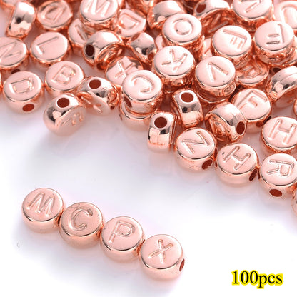 100pcs Silvery Golden Mixed Color Letter Acrylic Beads