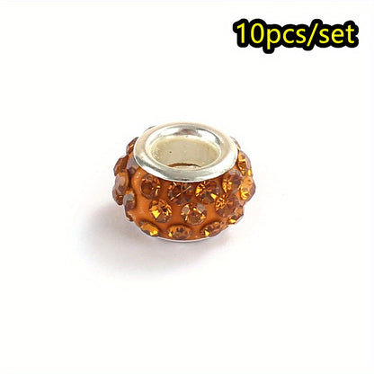 10pcs/lot Colorful European Style Rhinestone Spacer Beads