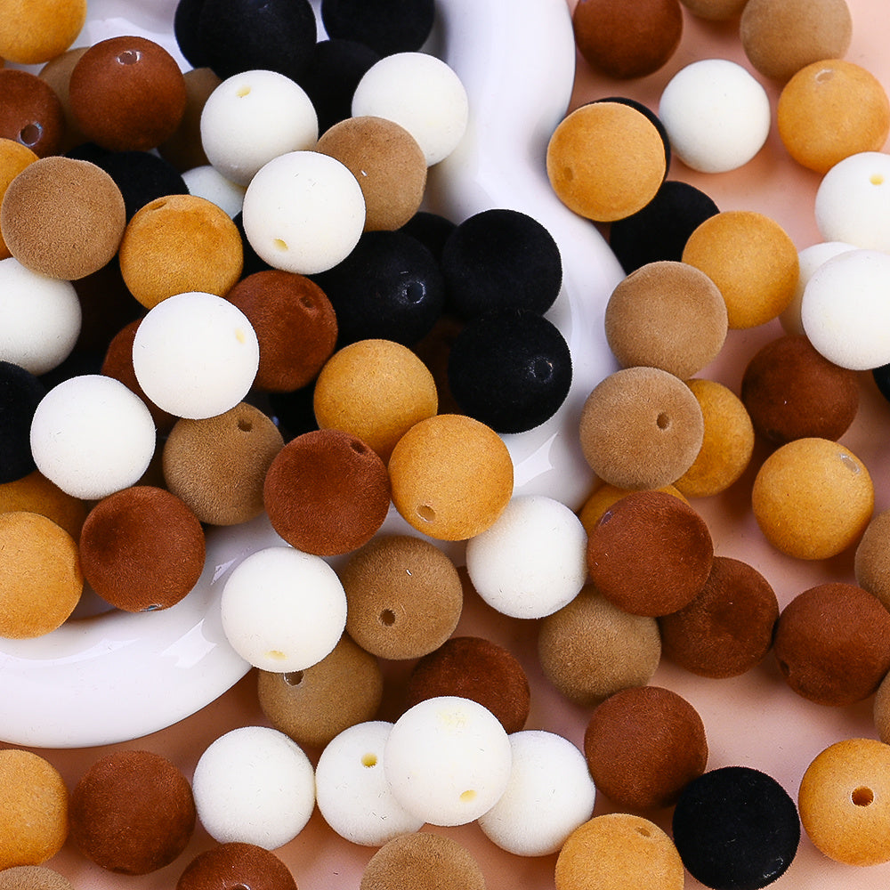 Velvet Fabric Acrylic Round Beads