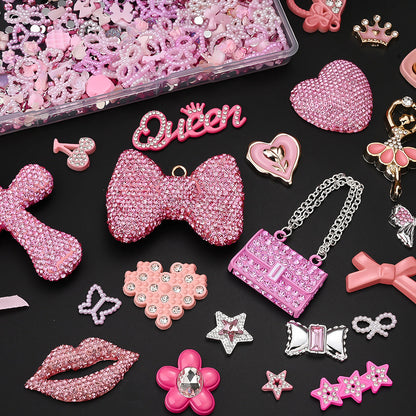 Mixed Pink Rhinestone Flatback Embellishment Set