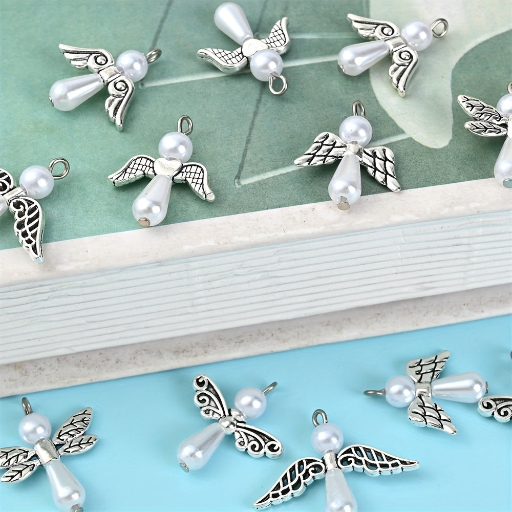 12PCS Vintage Alloy Feather & Angel Wing Spacer Bead Set