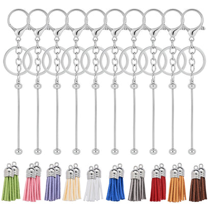 Beadable Keychain Set with Tassel Charms