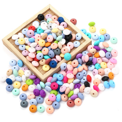 200pcs 6x12mm Mixed Color Abacus Silicone Beads