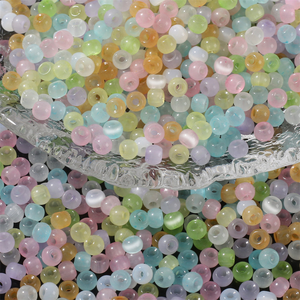 2000PCS 4mm Cat's Eye Round Glass Seed Beads