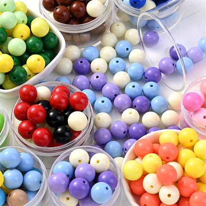 50/100pcs Solid Color Acrylic Round Beads