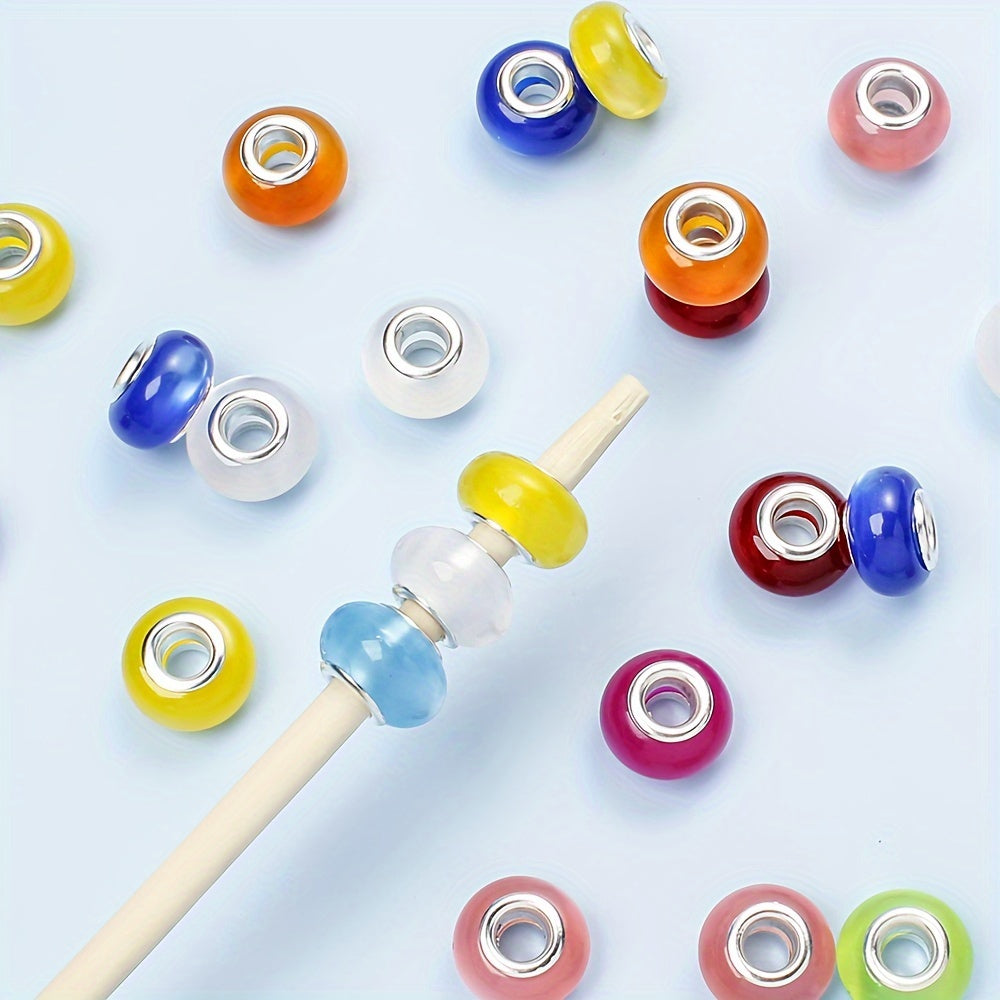 30/50pcs/set Colorful Cat Eye Resin Large Hole Beads