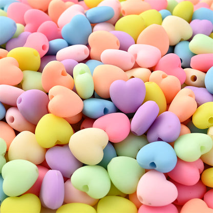 Matte Love Heart Acrylic Beads