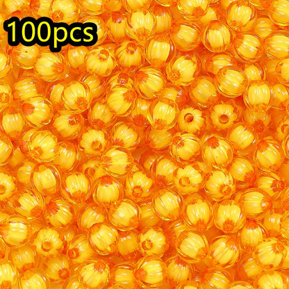 100/200pcs 8/10mm Transparent Inner Color Pumpkin Acrylic Beads