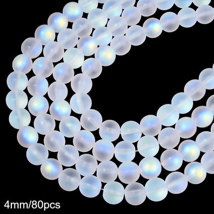 White Matte Frosted Glass Beads