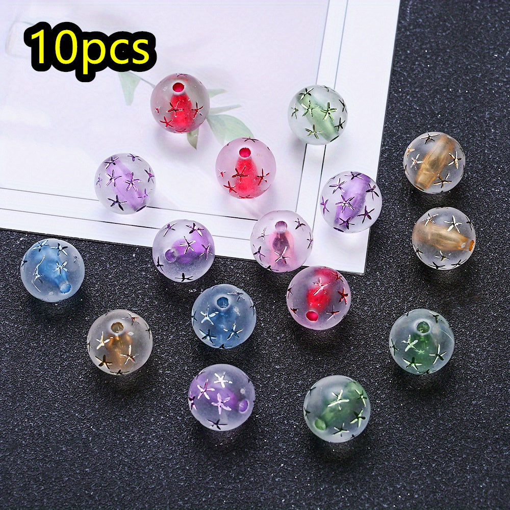 10pcs 16mm Colorful Starfish Print Acrylic Beads