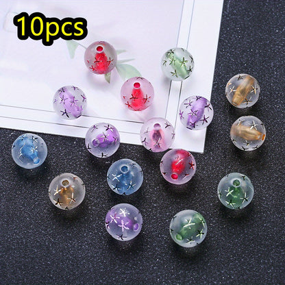 10pcs 16mm Colorful Starfish Print Acrylic Beads