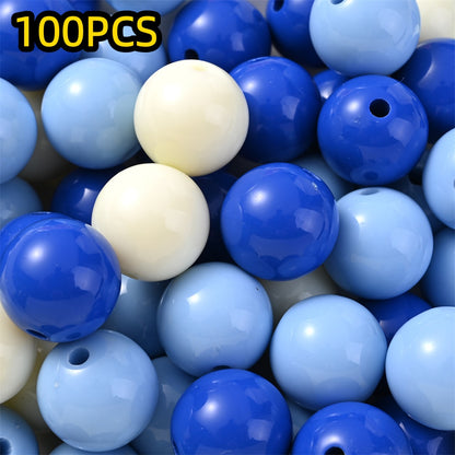 50/100pcs Solid Color Acrylic Round Beads