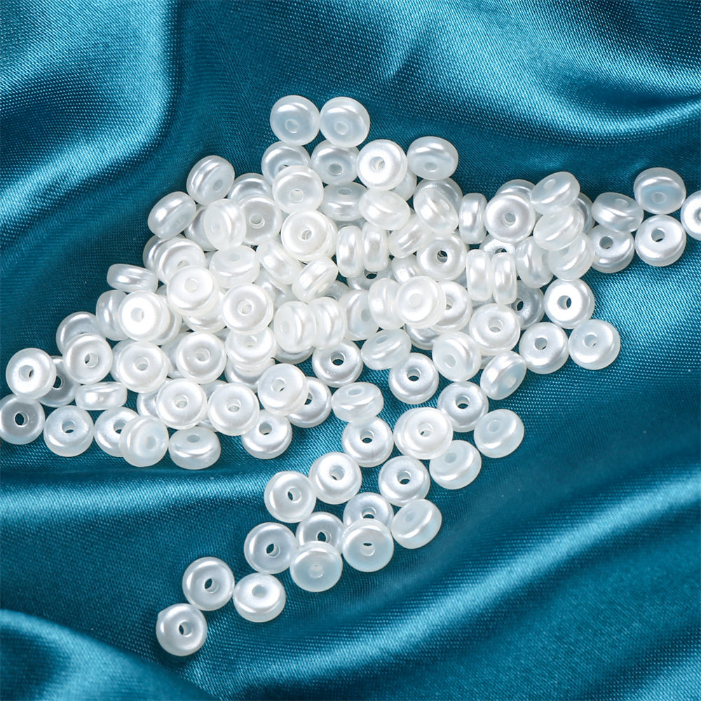 White Abacus Flat Round Acrylic Beads