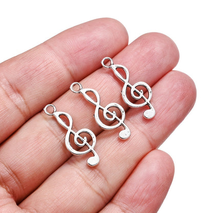 Silver Music Symbol Metal Pendant Charms