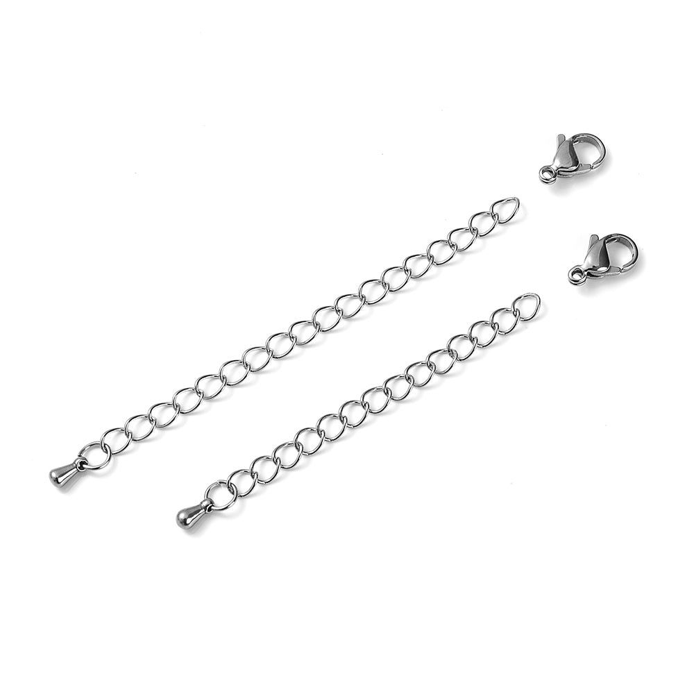 10-Piece 5/7 cm Stainless Steel Lobster Clasps & Extension Chains