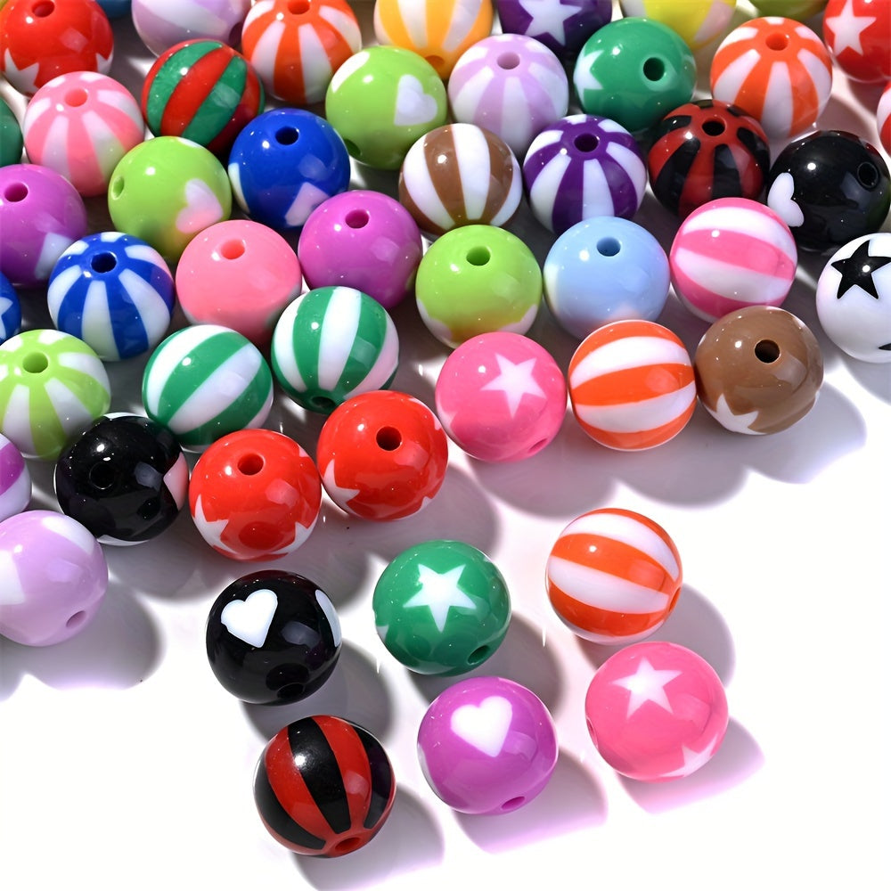 Striped Round Acrylic Beads