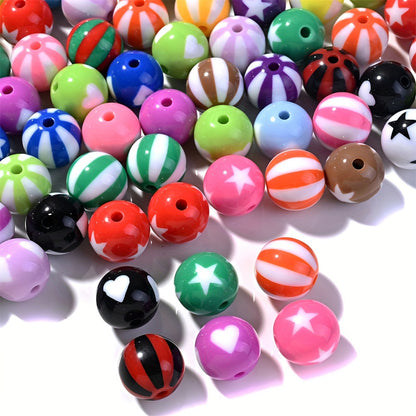 Striped Round Acrylic Beads