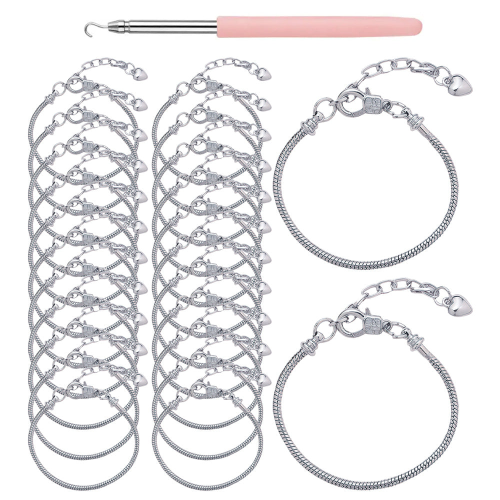 20PCS Snake Chain Charm Bracelet Set with Bracelet Tool