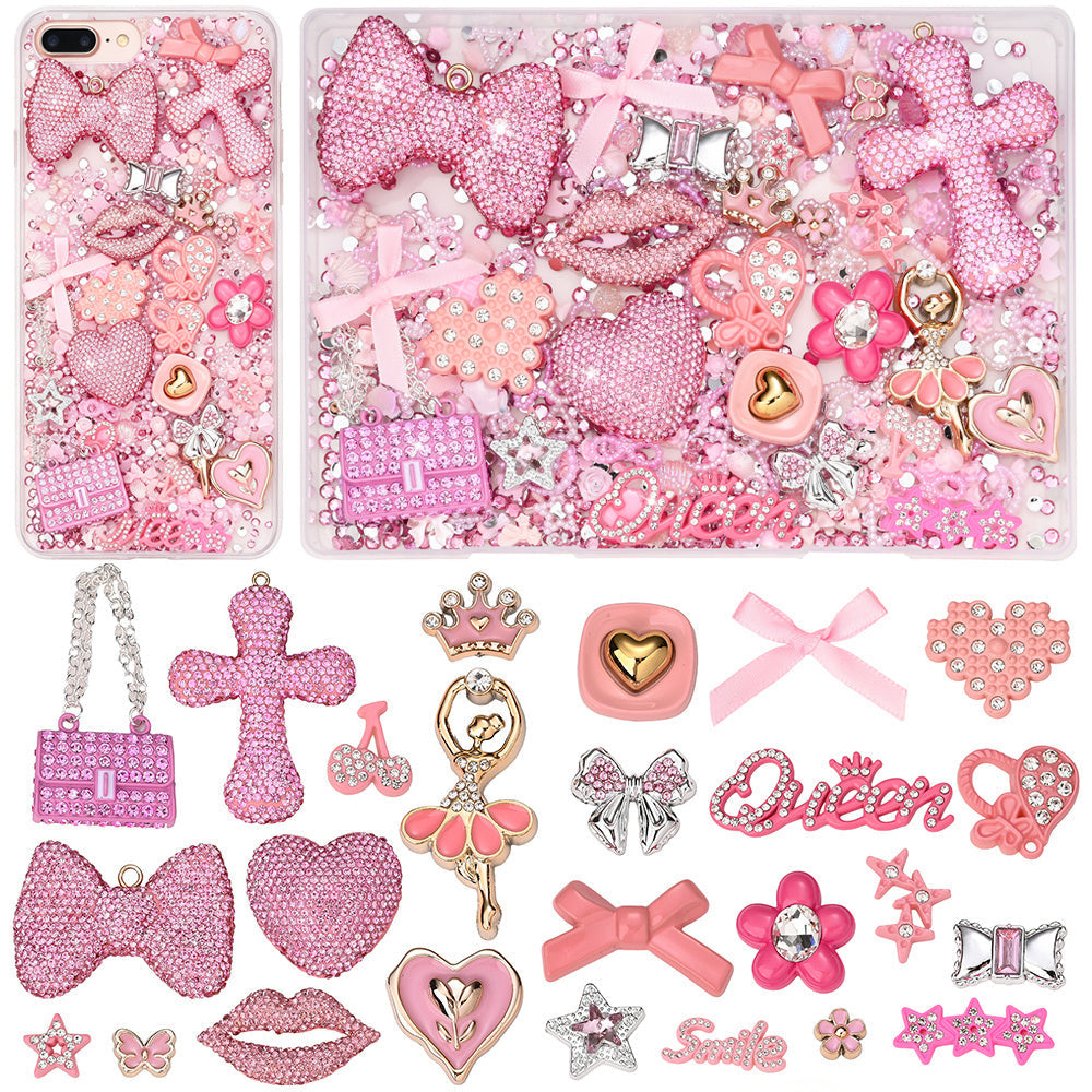 Mixed Pink Rhinestone Flatback Embellishment Set
