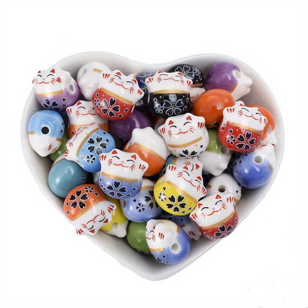 Mixed Lucky Cat Ceramic Beads