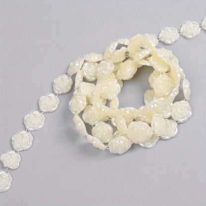 2m Imitation Pearl & Shell Rose Flower Bead Chain