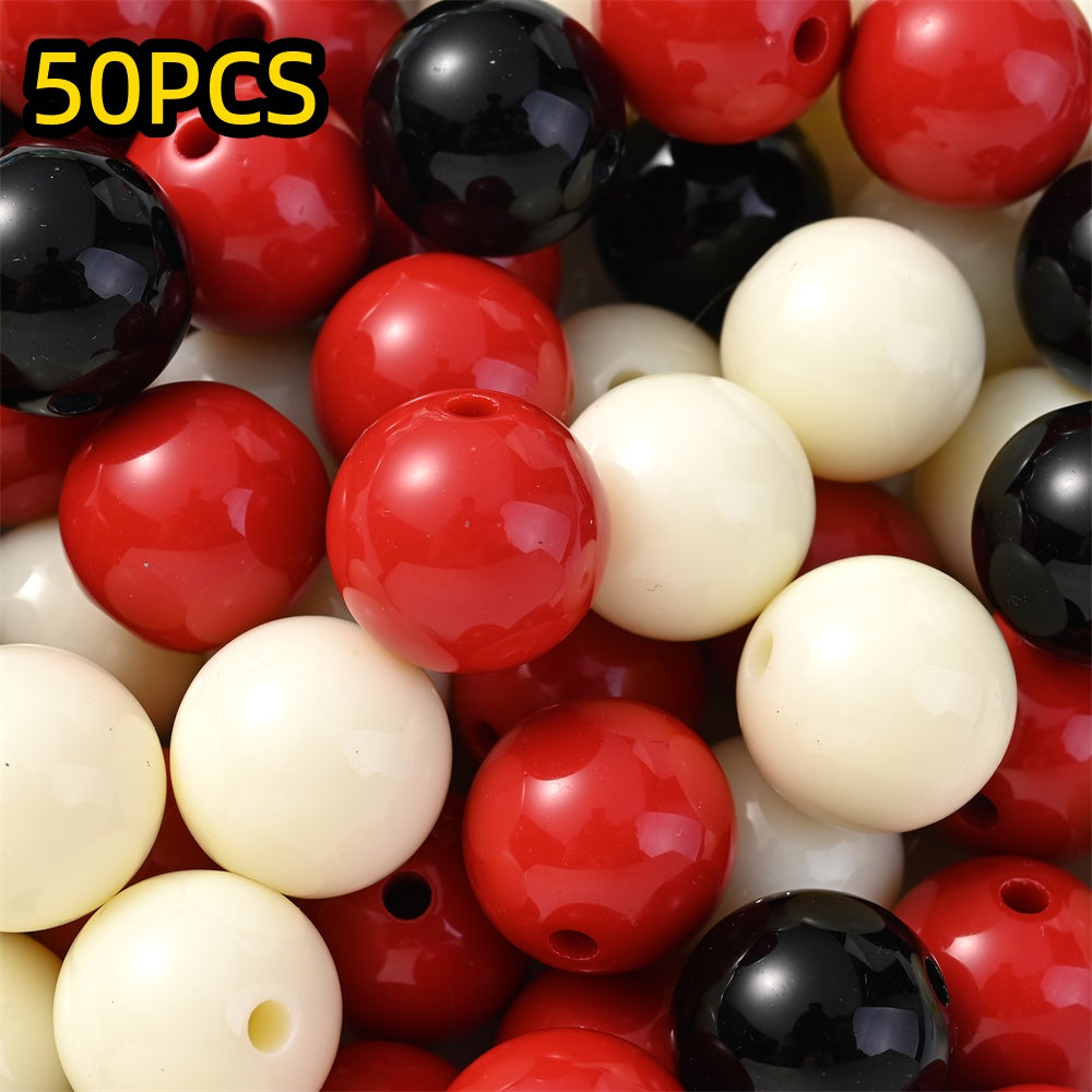 50/100pcs Solid Color Acrylic Round Beads