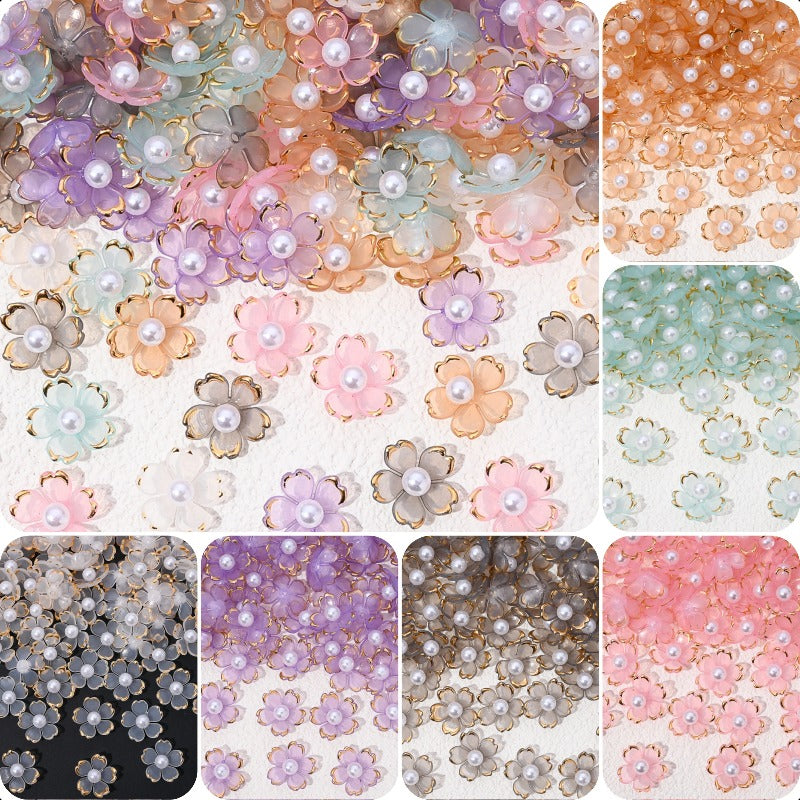 30pcs 15mm Cherry Blossom Acrylic Patch Beads