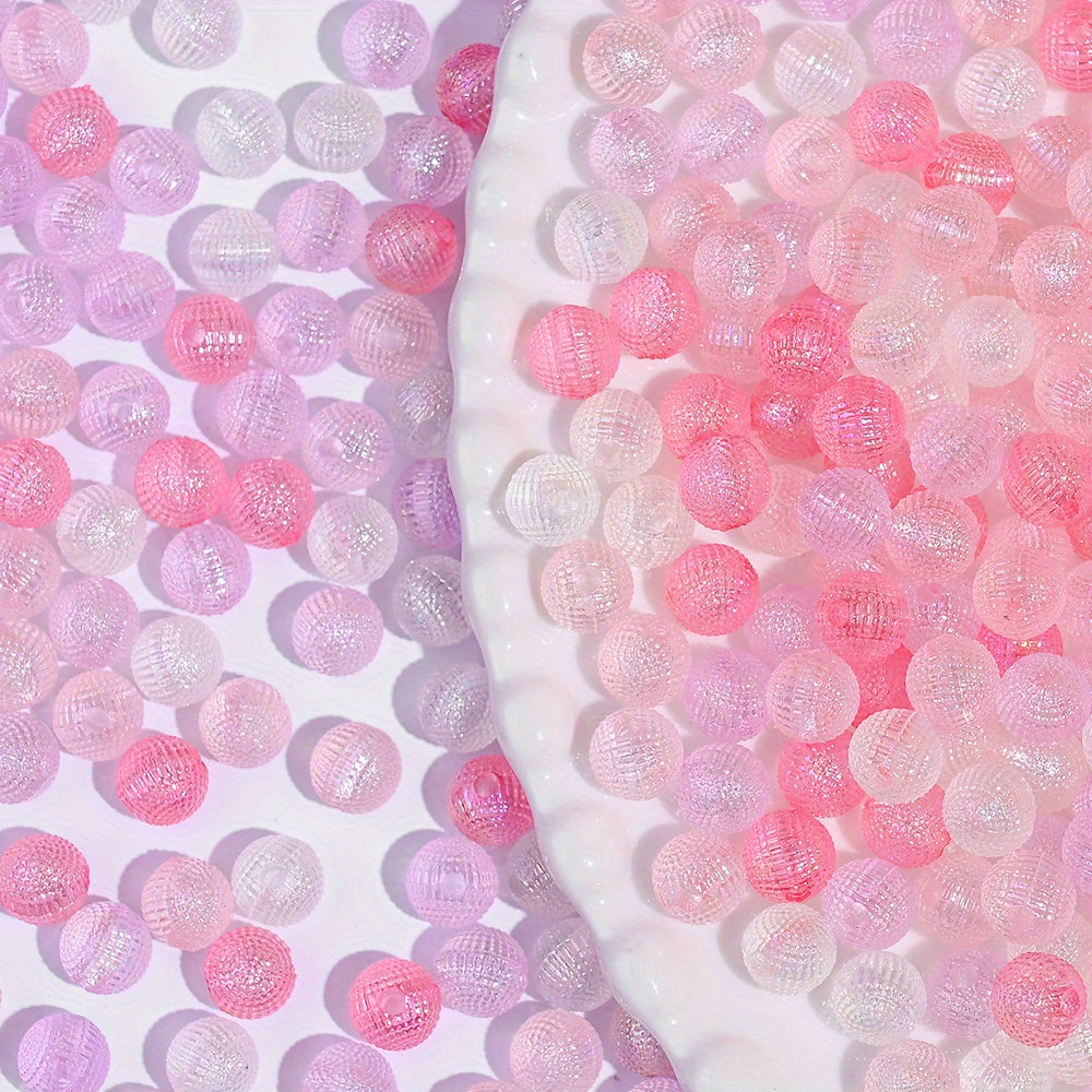 100pcs 8mm Pink Series AB Acrylic Round Beads