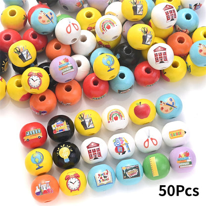 50/100pcs 16mm Colorful Round Punch Wooden Beads