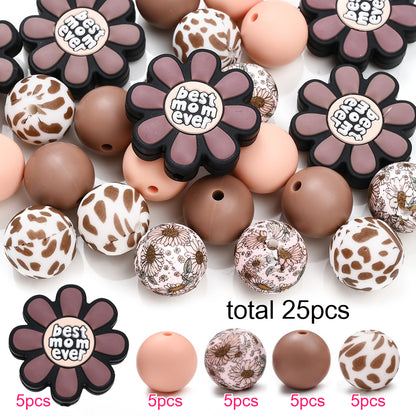 25/30pcs Mother's Day Sunflower Silicone Bead Set