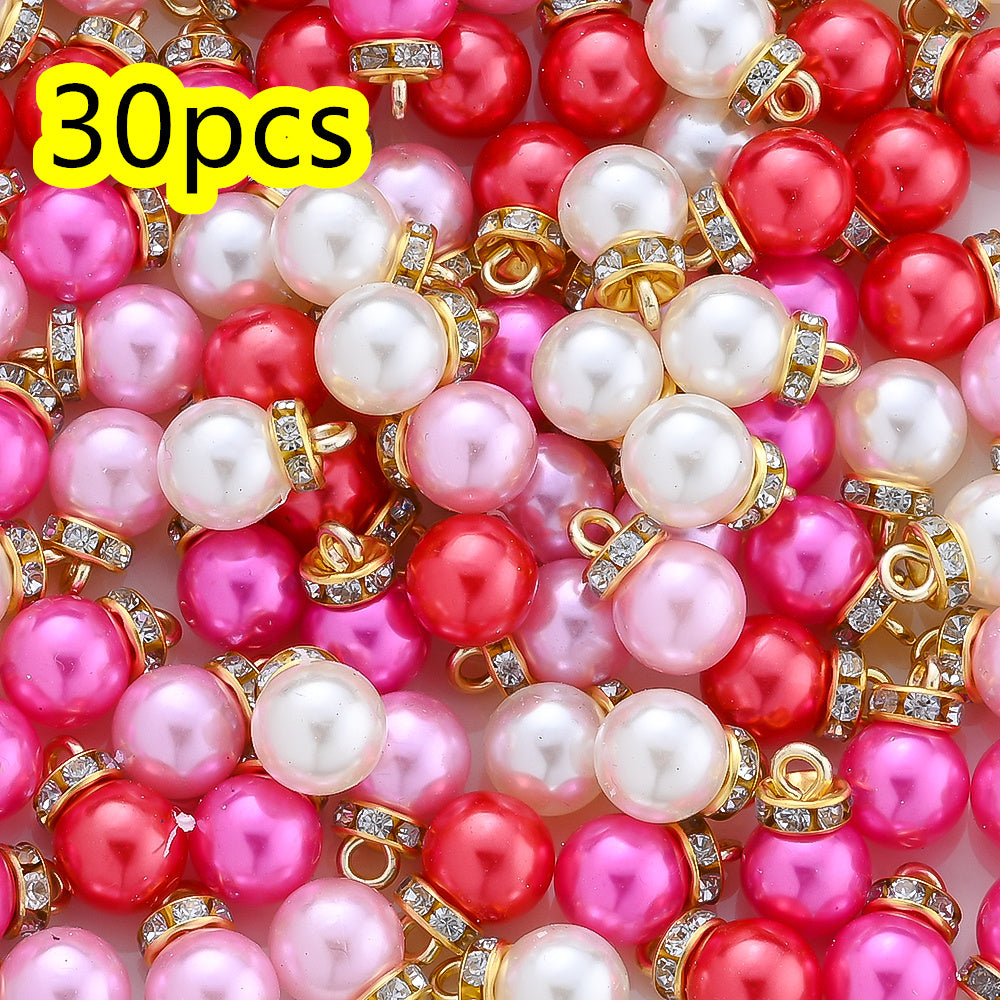 Pink Pearl Rhinestone Pendant Beads