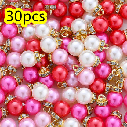 Pink Pearl Rhinestone Pendant Beads