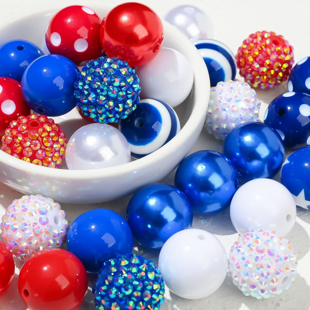 Patriotic Red White and Blue Acrylic Spacer Beads