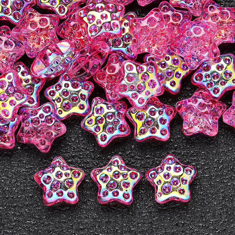 10PCS 18mm AB Shimmer Star Glass Bead Set