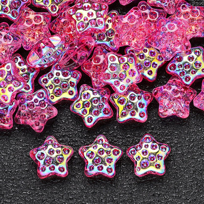 10PCS 18mm AB Shimmer Star Glass Bead Set