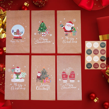 Christmas Paper Gift Bags with Sealing Stickers
